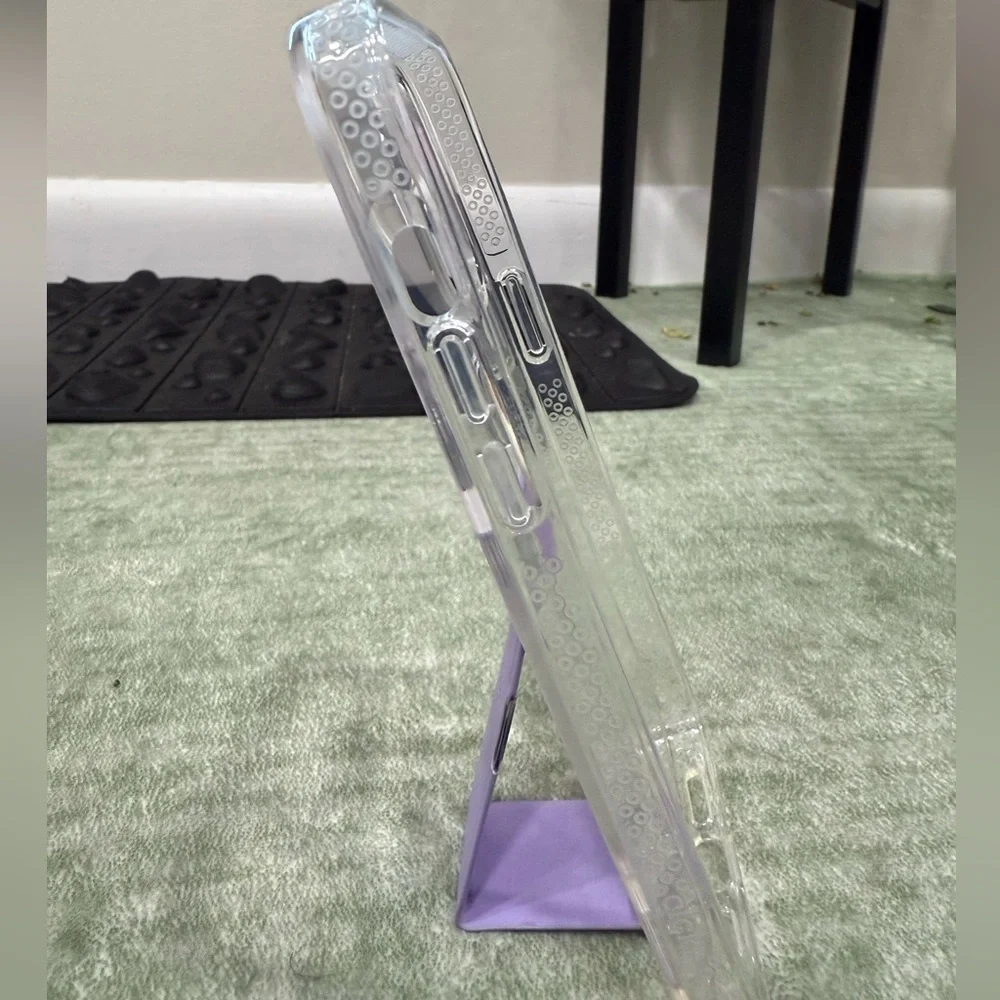 Clckr Stand & Grip Case for iPhone 14 Pro Max - Clear and Purple